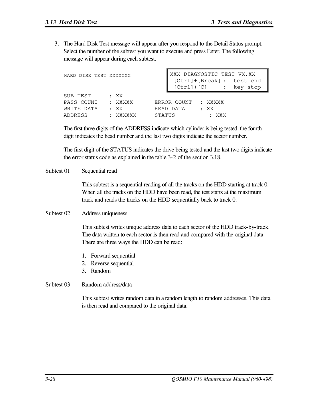 Toshiba qosmio f10 manual Hard Disk Test Tests and Diagnostics 