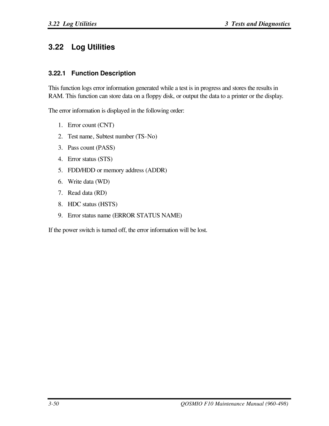 Toshiba qosmio f10 manual Log Utilities Tests and Diagnostics 