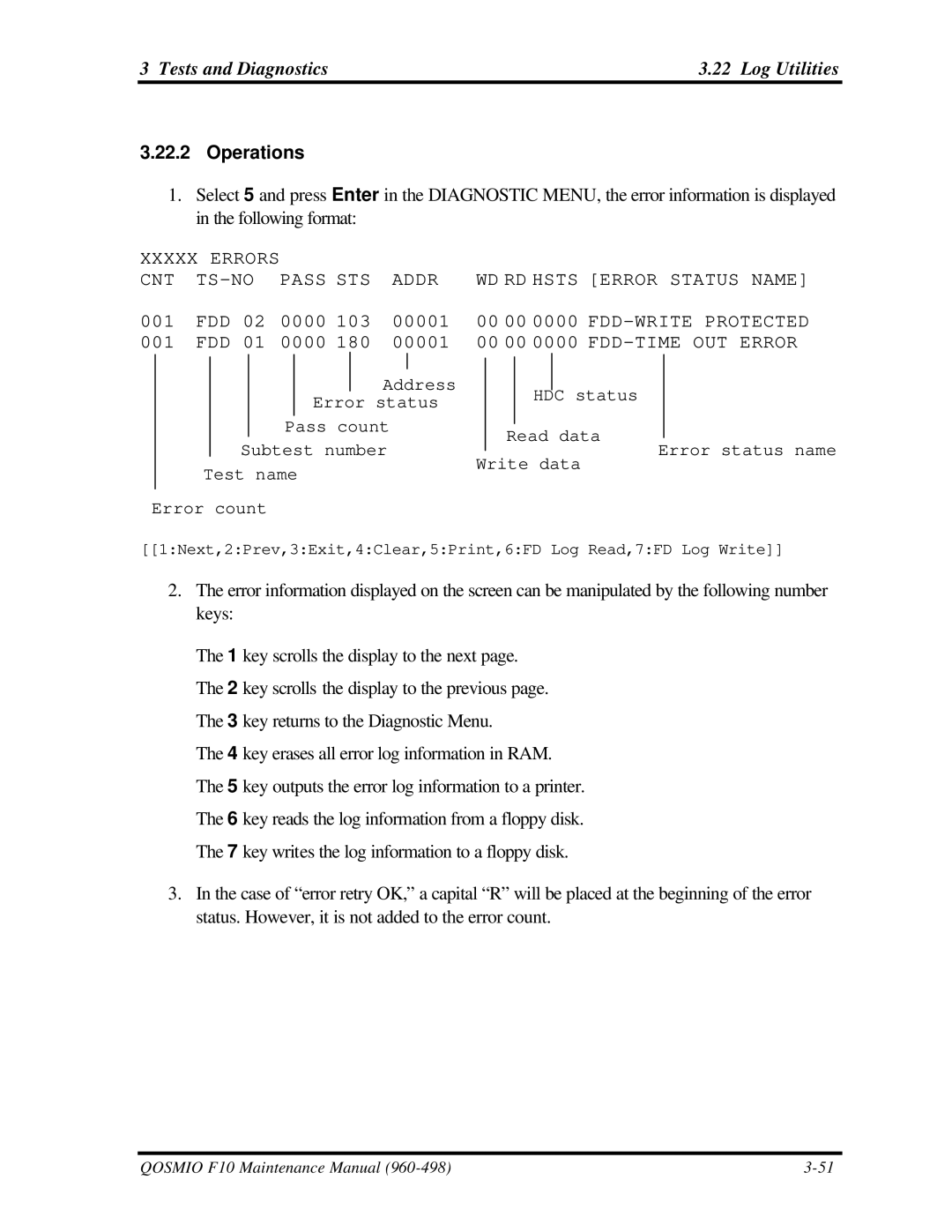 Toshiba qosmio f10 manual Tests and Diagnostics Log Utilities, FDD-TIME OUT Error 