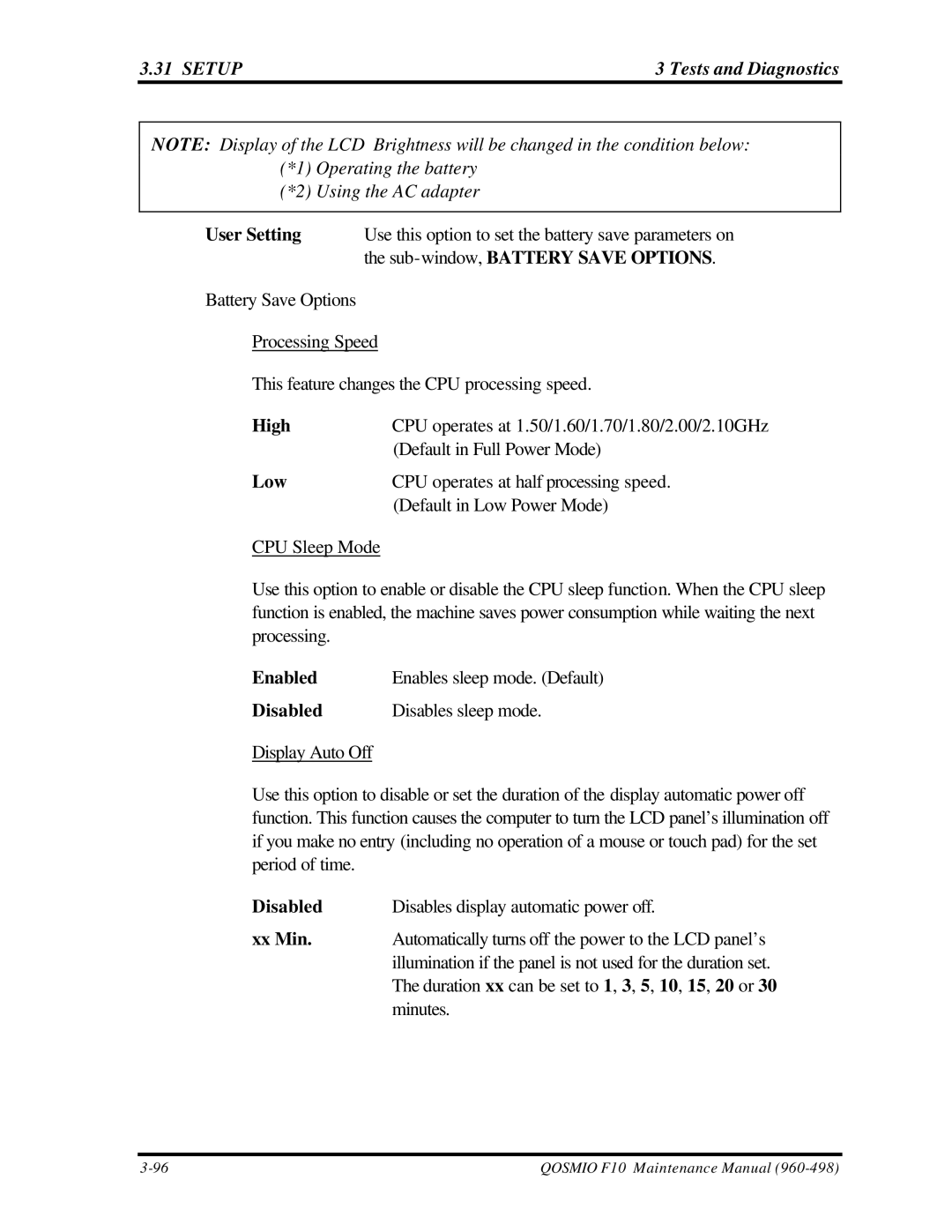 Toshiba qosmio f10 manual Using the AC adapter, Low 