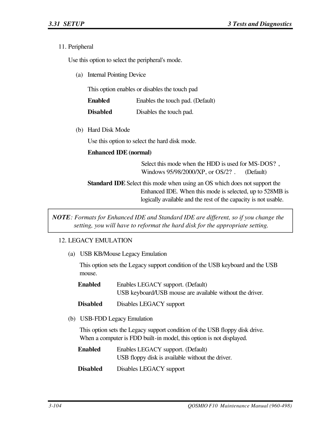 Toshiba qosmio f10 manual Enhanced IDE normal 