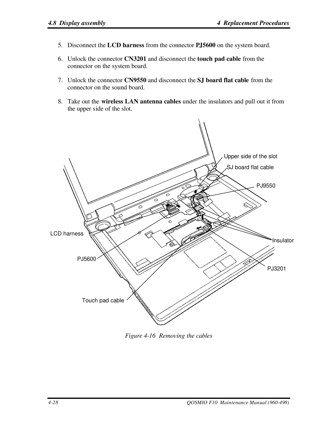 Toshiba qosmio f10 manual Removing the cables 