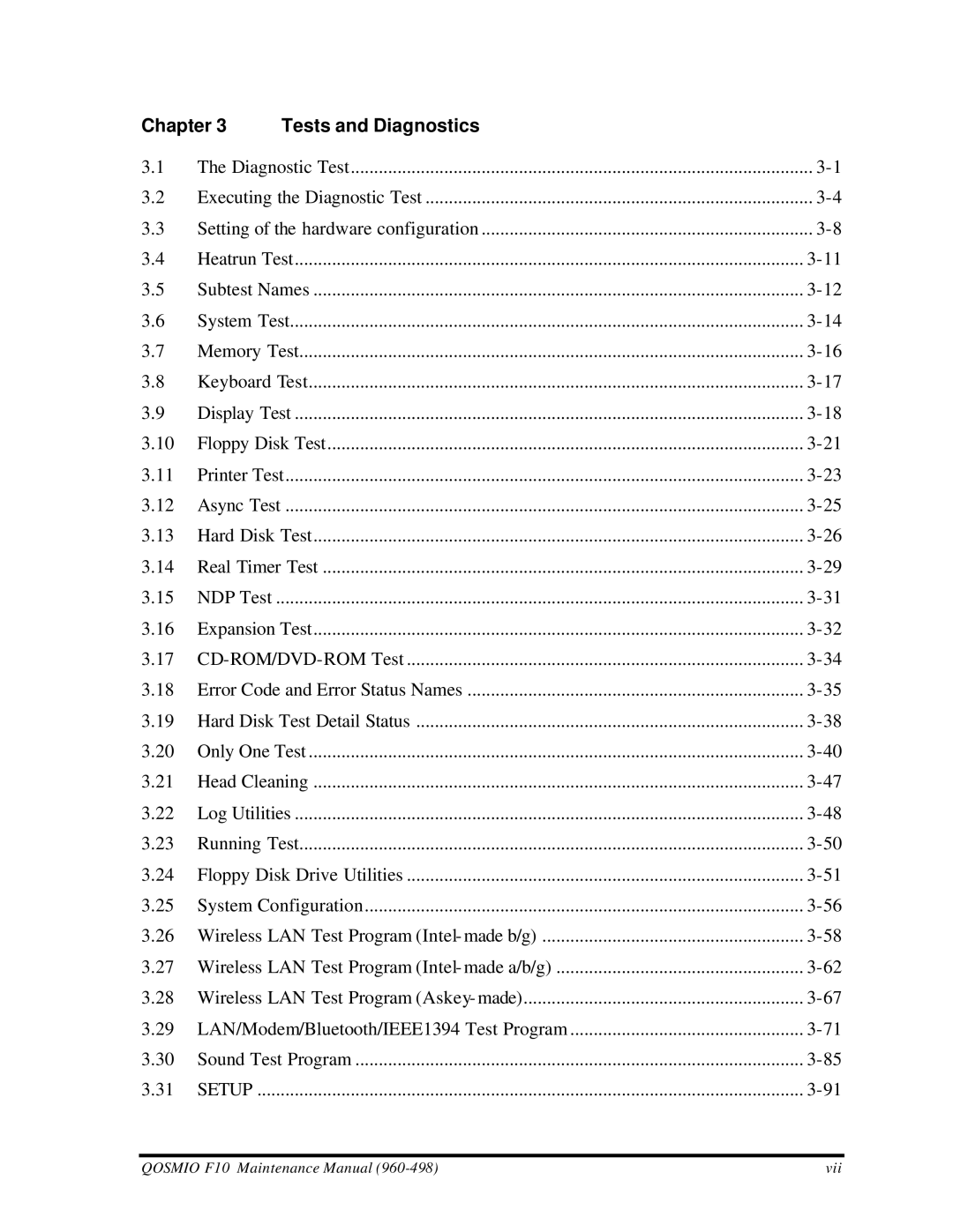 Toshiba qosmio f10 manual Chapter Tests and Diagnostics 