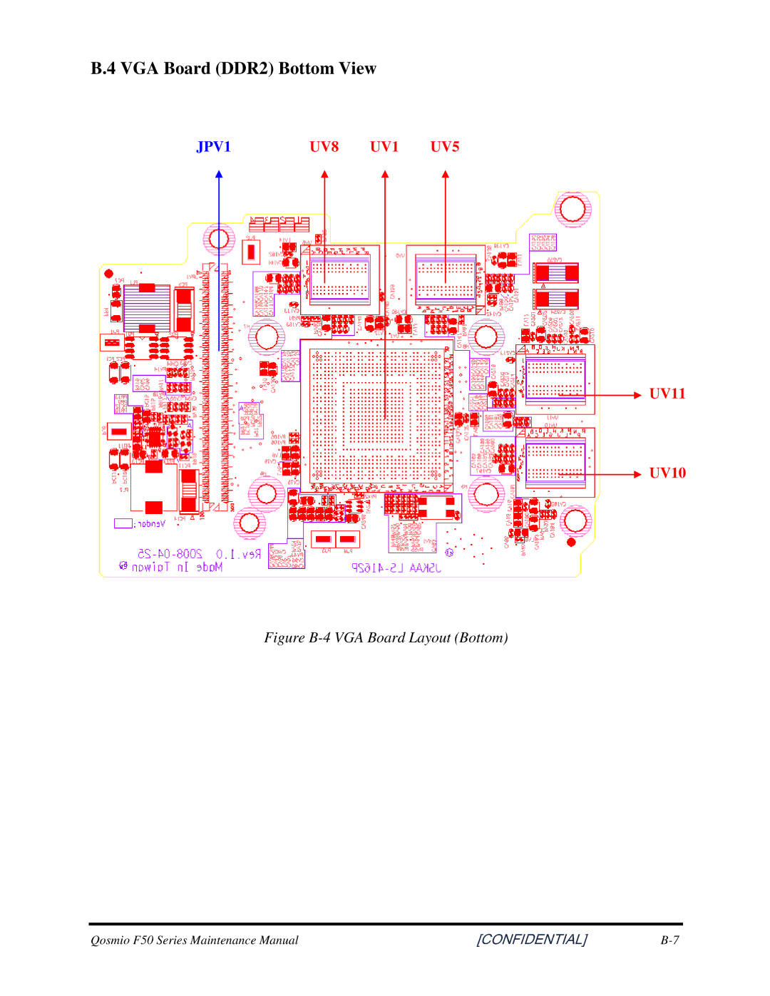 Toshiba Qosmio F50 manual 4VGABoardDDR2BottomView 