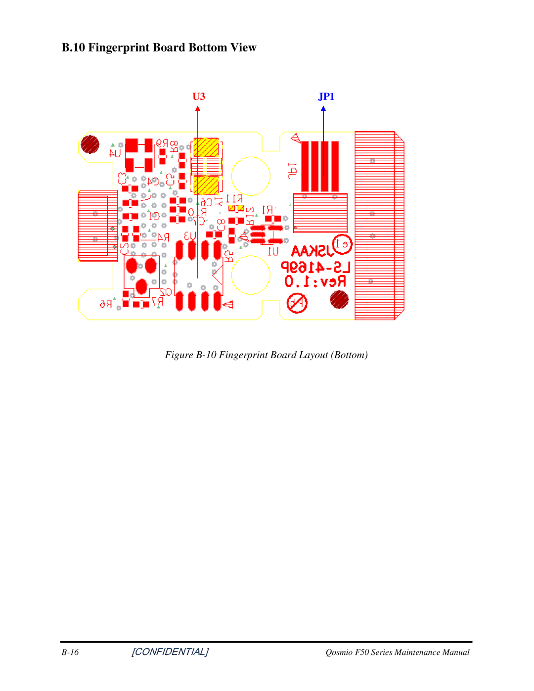 Toshiba Qosmio F50 manual 10FingerprintBoardBottomView 