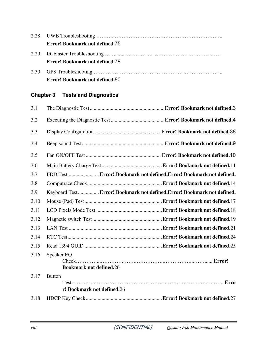 Toshiba Qosmio F50 manual Error! Bookmark not defined, Bookmarknotdefined.26 