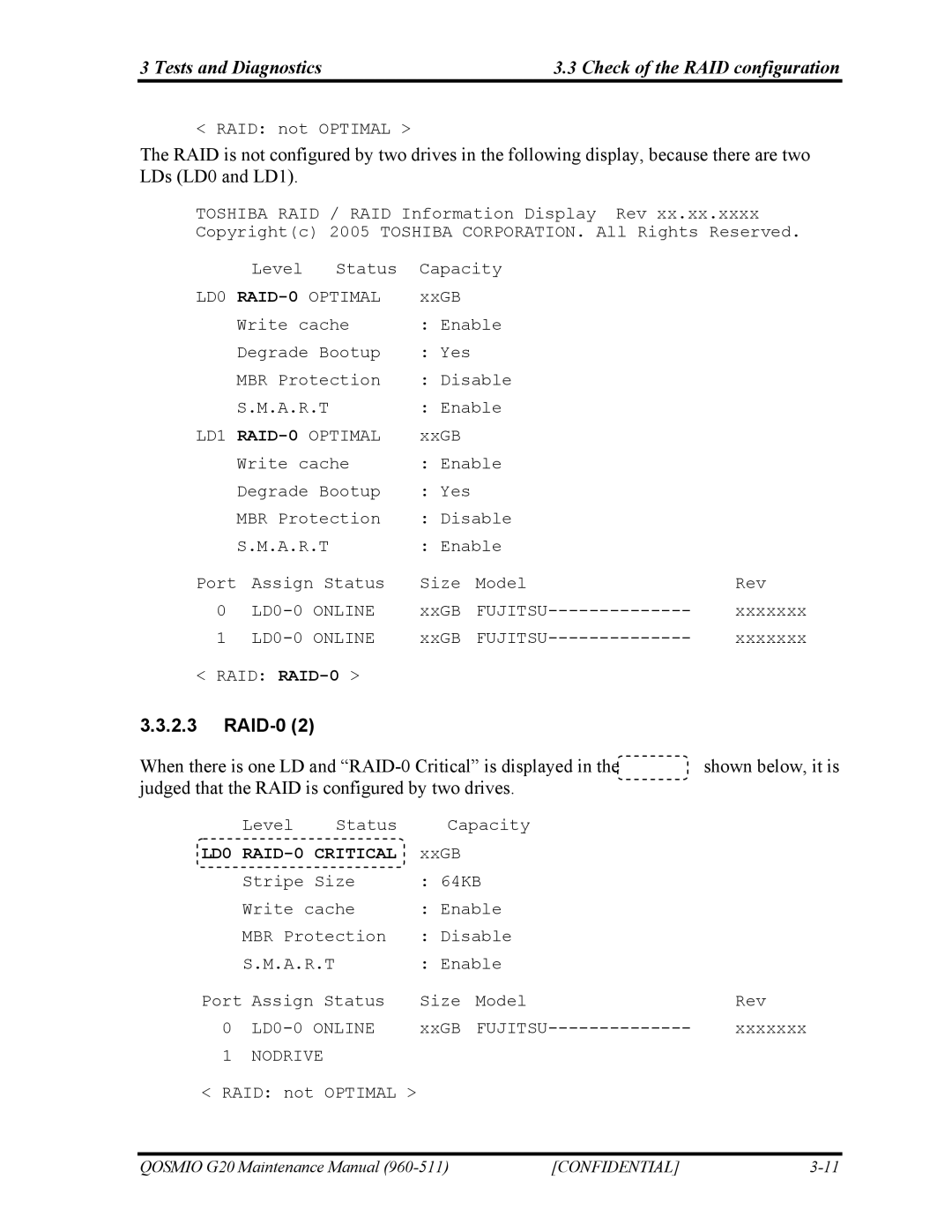 Toshiba QOSMIO G20 manual LD0 RAID-0 Critical 