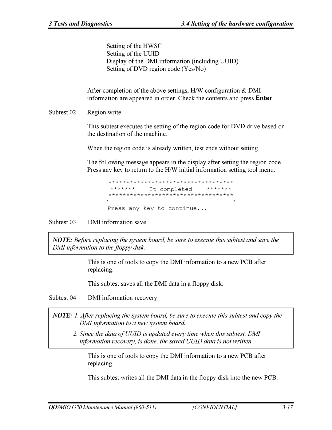 Toshiba QOSMIO G20 manual Setting of the hardware configuration 