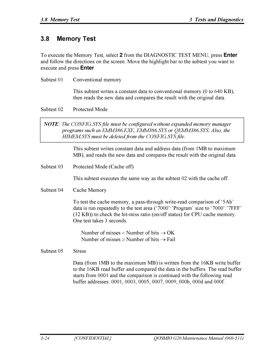 Toshiba QOSMIO G20 manual Memory Test Tests and Diagnostics 