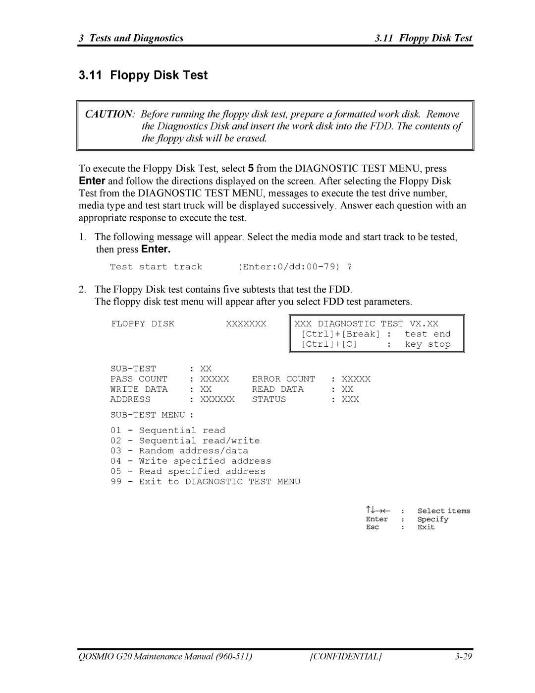 Toshiba QOSMIO G20 manual Tests and Diagnostics Floppy Disk Test 