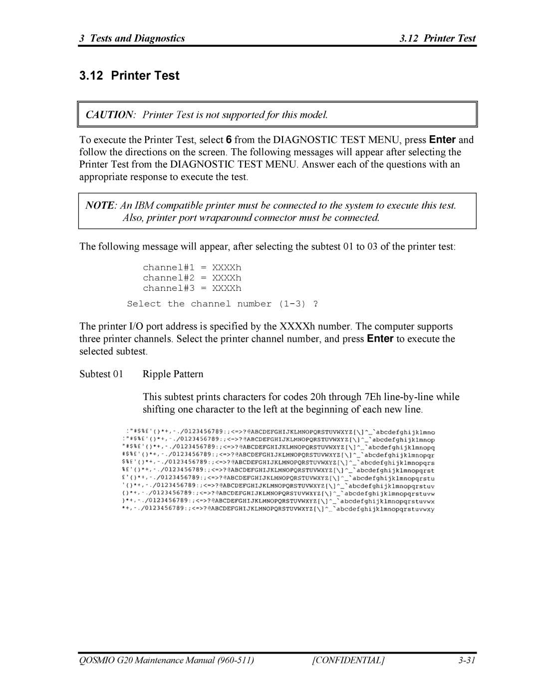 Toshiba QOSMIO G20 manual Tests and Diagnostics Printer Test 