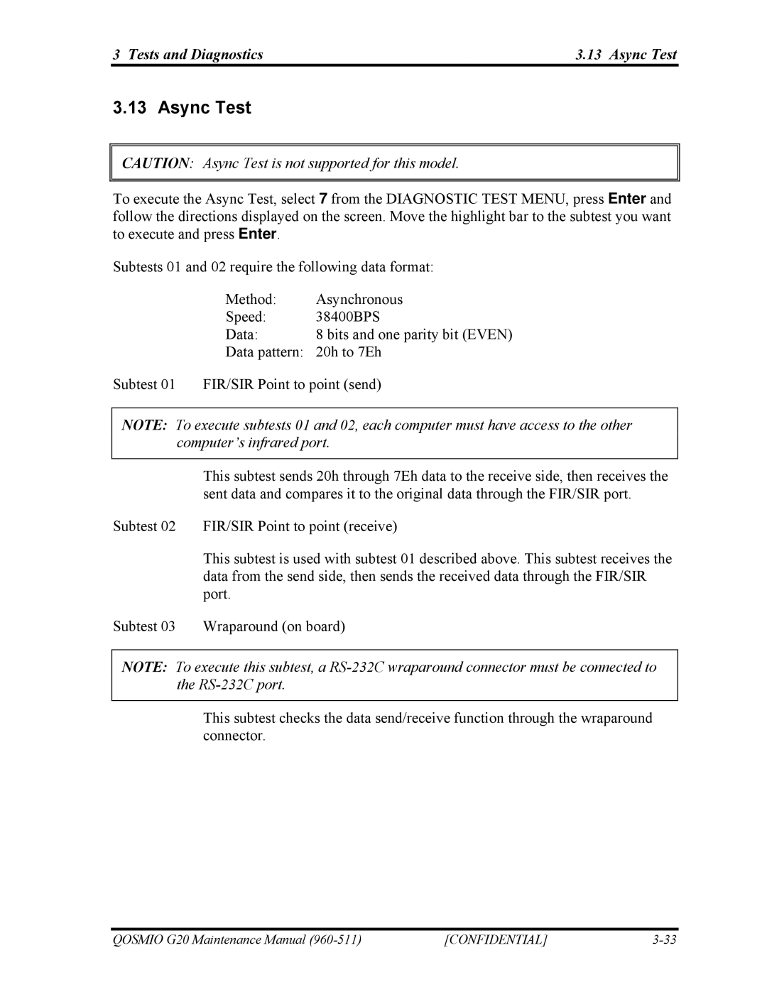 Toshiba QOSMIO G20 manual Tests and Diagnostics Async Test 