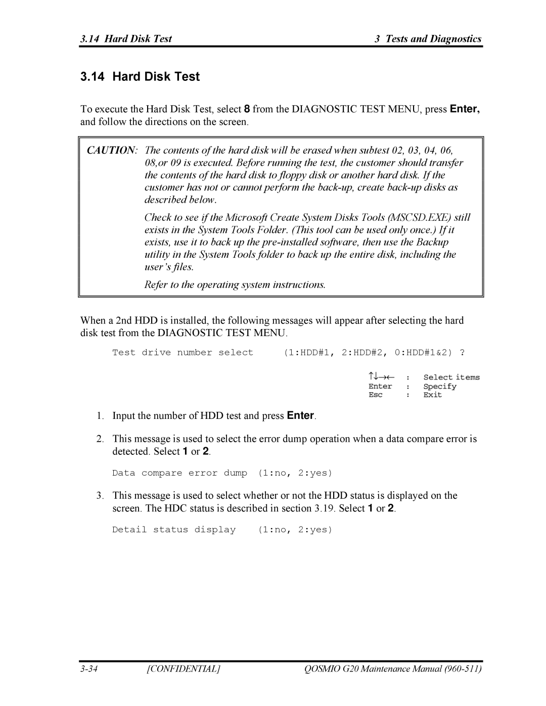 Toshiba QOSMIO G20 manual Hard Disk Test Tests and Diagnostics 