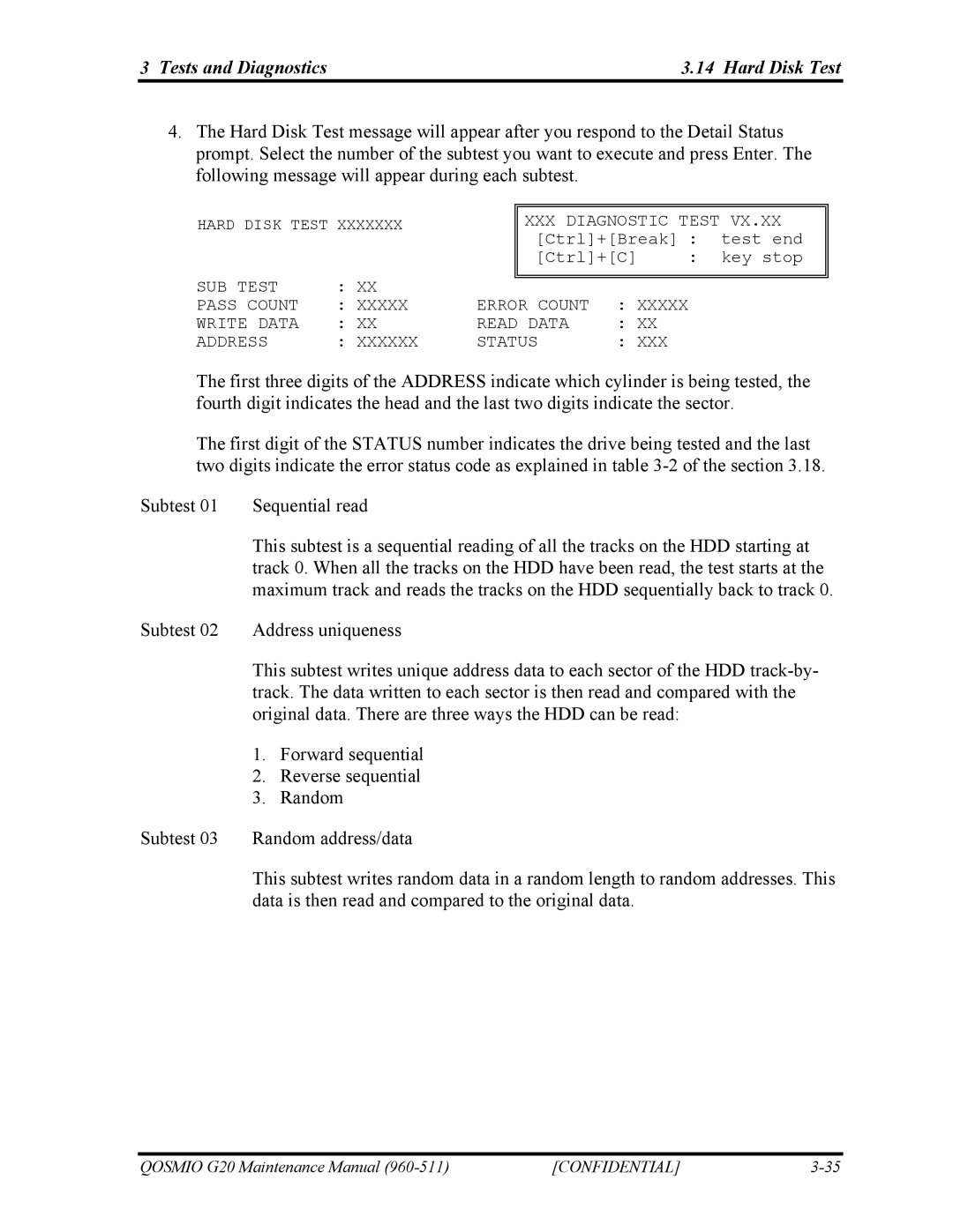 Toshiba QOSMIO G20 manual Tests and Diagnostics Hard Disk Test 