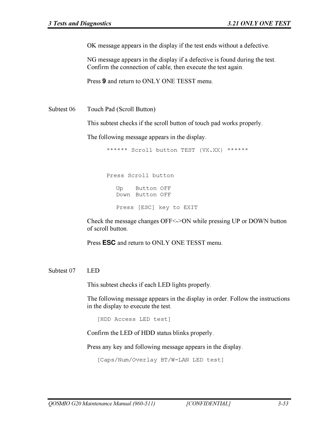 Toshiba QOSMIO G20 manual HDD Access LED test 