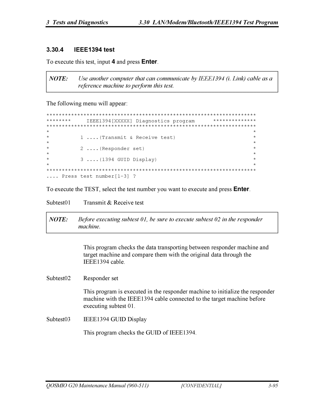 Toshiba QOSMIO G20 manual IEEE1394 test 