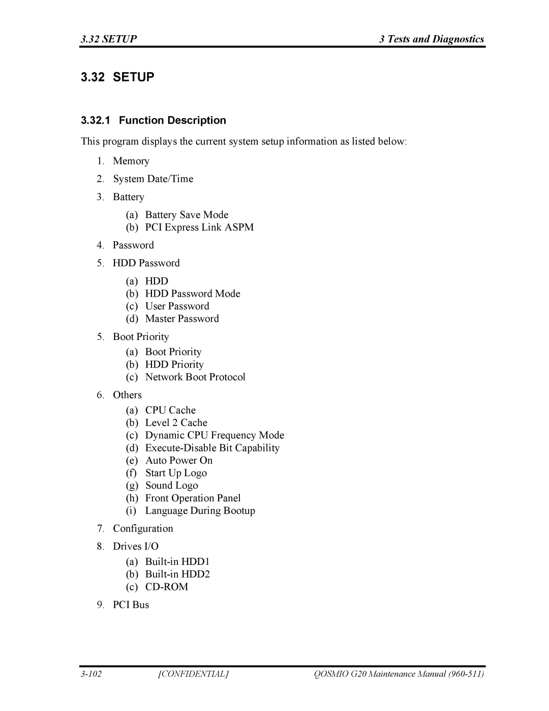 Toshiba QOSMIO G20 manual Setup Tests and Diagnostics 