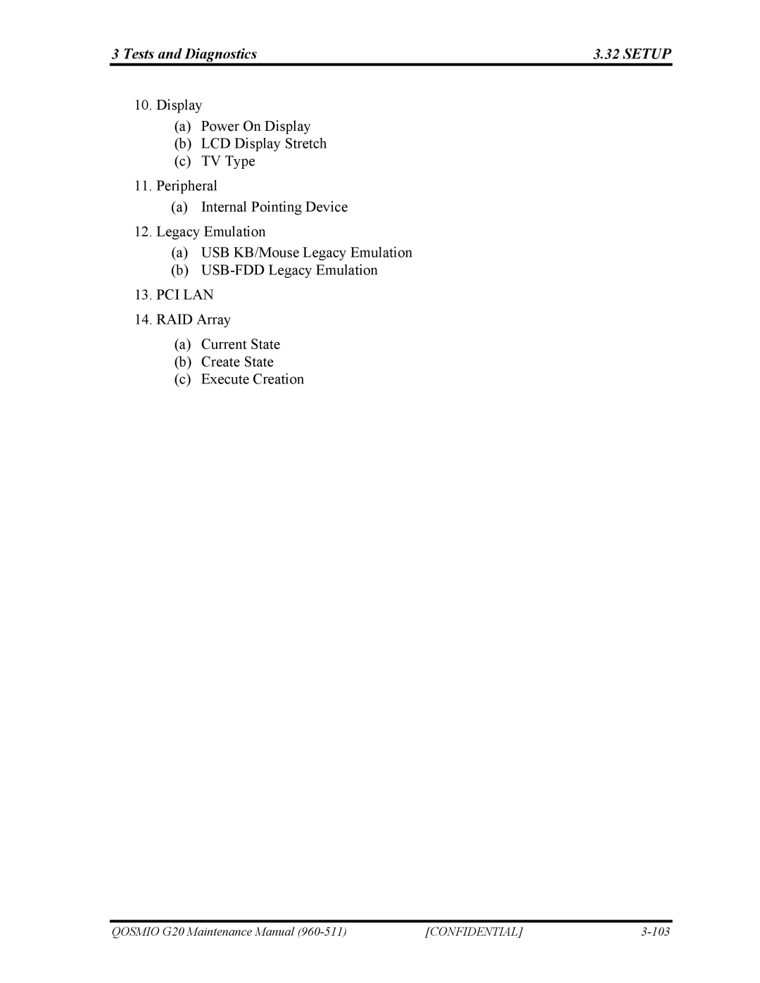 Toshiba QOSMIO G20 manual Tests and Diagnostics Setup, Pci Lan 