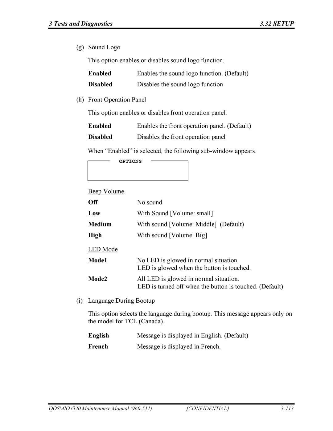 Toshiba QOSMIO G20 manual Off, Medium, Mode1, Mode2 