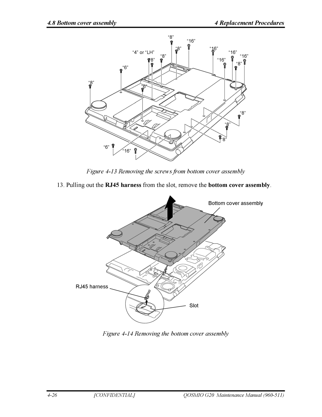 Toshiba QOSMIO G20 manual Removing the screws from bottom cover assembly 