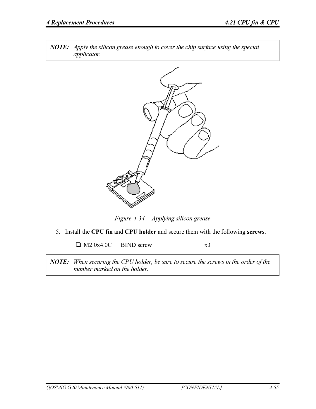 Toshiba QOSMIO G20 manual Applying silicon grease 