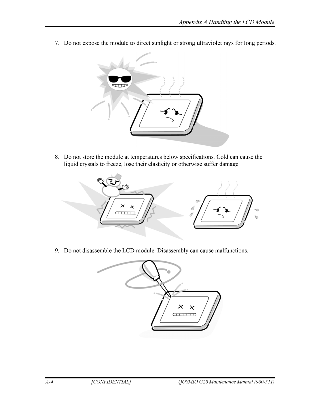 Toshiba QOSMIO G20 manual Appendix a Handling the LCD Module 