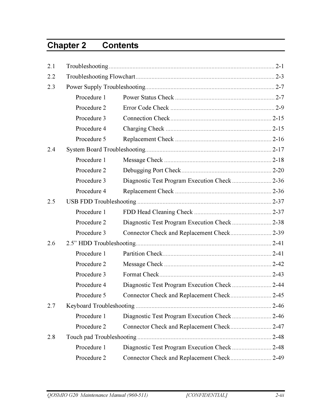 Toshiba QOSMIO G20 manual Power Status Check 