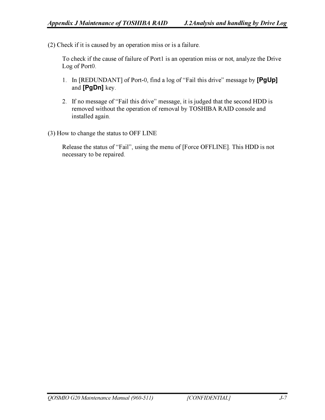 Toshiba QOSMIO G20 manual Appendix J Maintenance of Toshiba RAID 