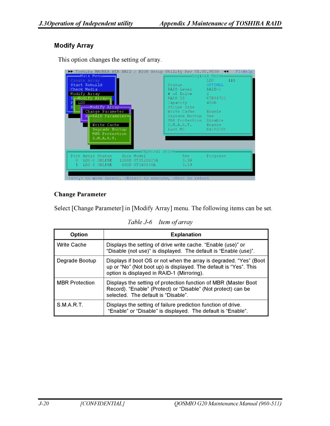 Toshiba QOSMIO G20 manual Modify Array, Change Parameter 