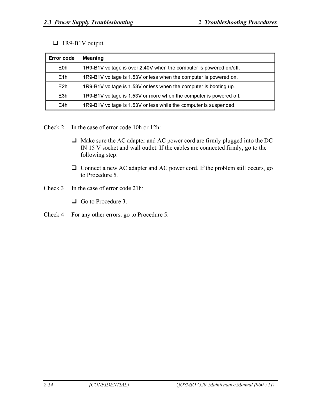 Toshiba QOSMIO G20 manual ‰ 1R9-B1V output 