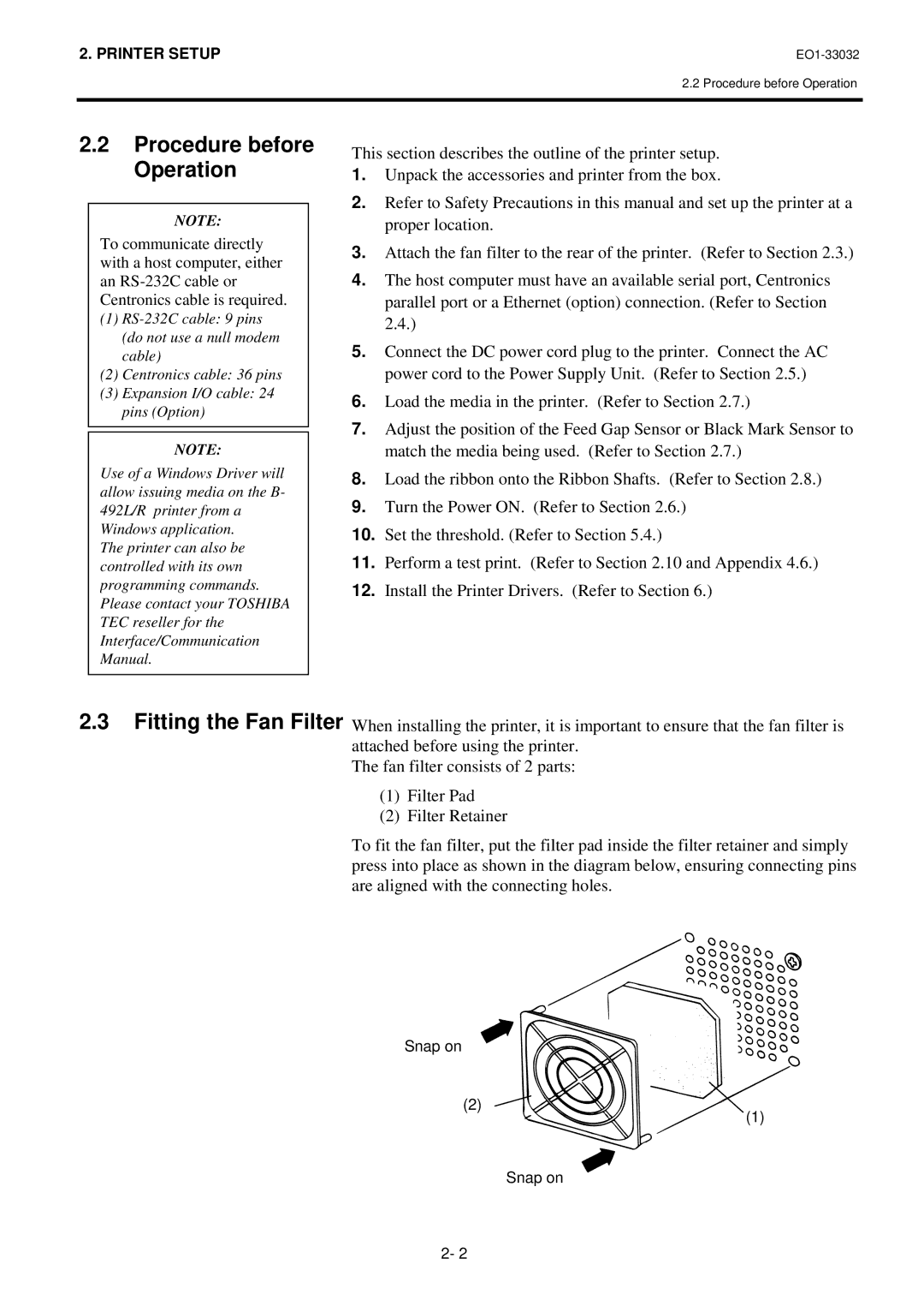 Toshiba B-492L, R-TH10 owner manual Procedure before Operation 