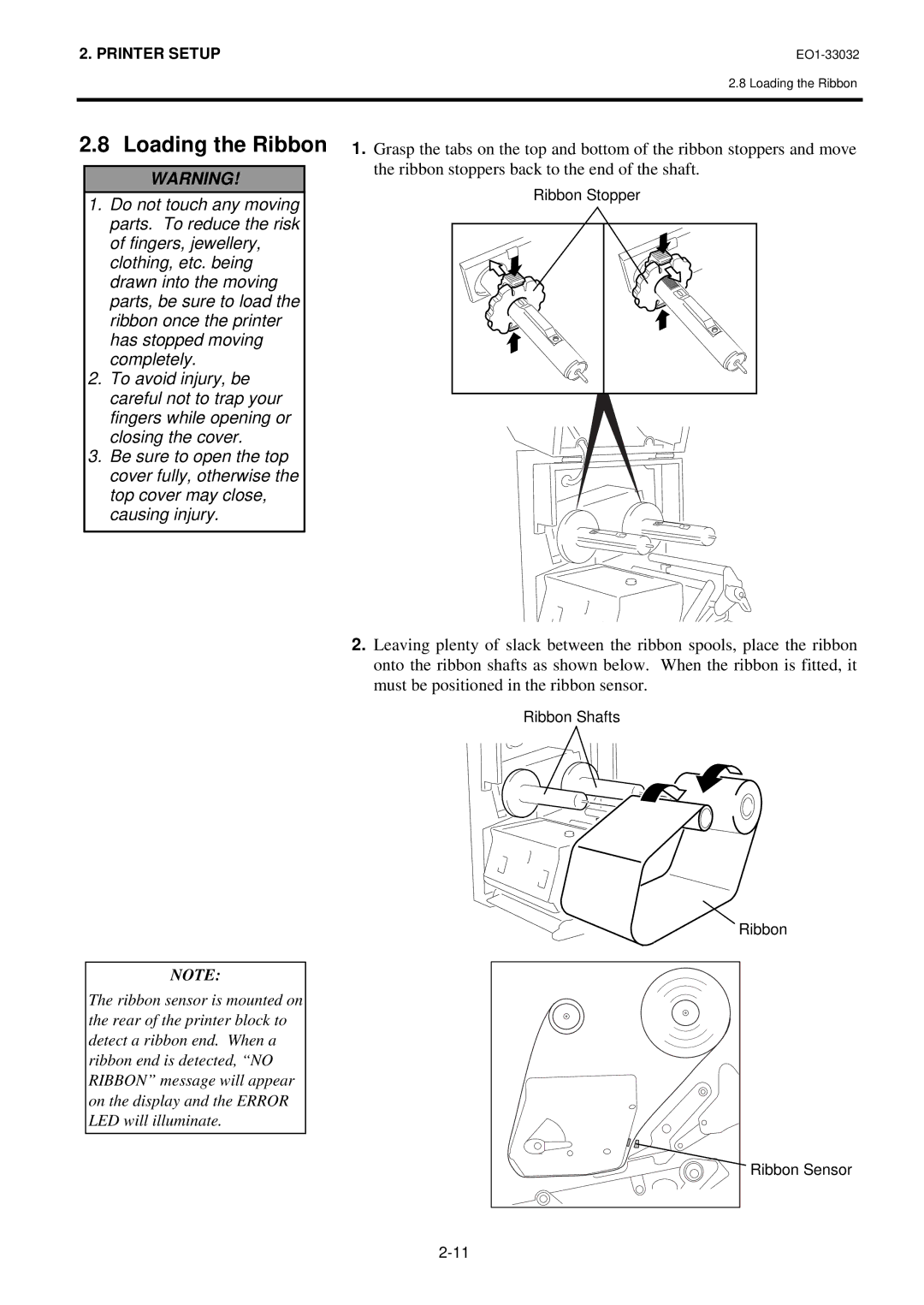 Toshiba R-TH10, B-492L owner manual Loading the Ribbon 