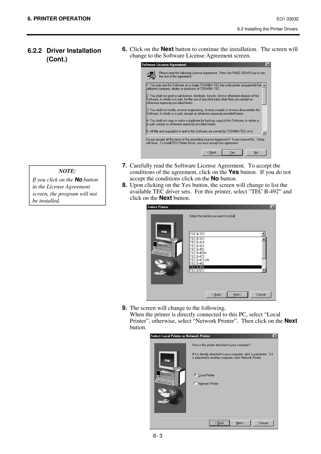 Toshiba R-TH10, B-492L owner manual Cont, Change to the Software License Agreement screen 