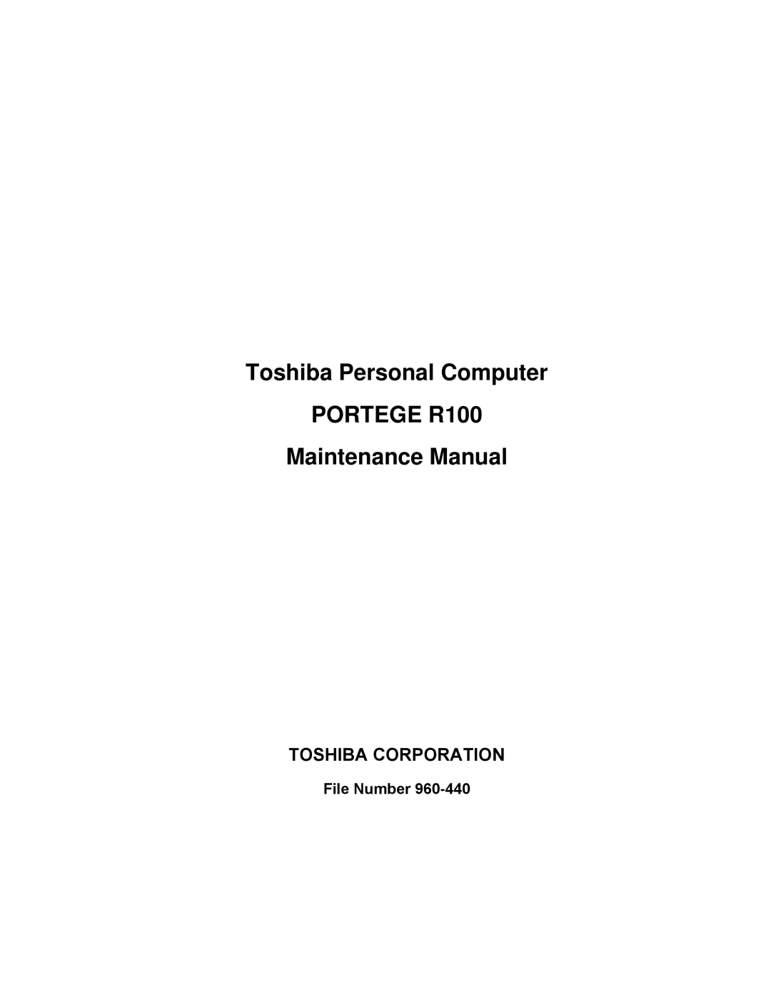 Toshiba manual Portege R100, File Number 