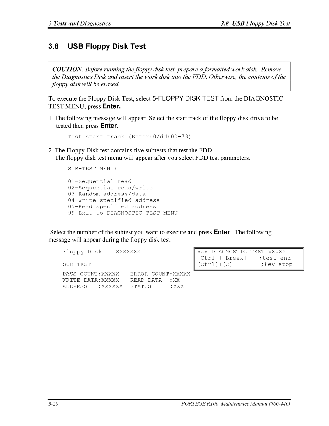 Toshiba R100 manual Tests and Diagnostics USB Floppy Disk Test 