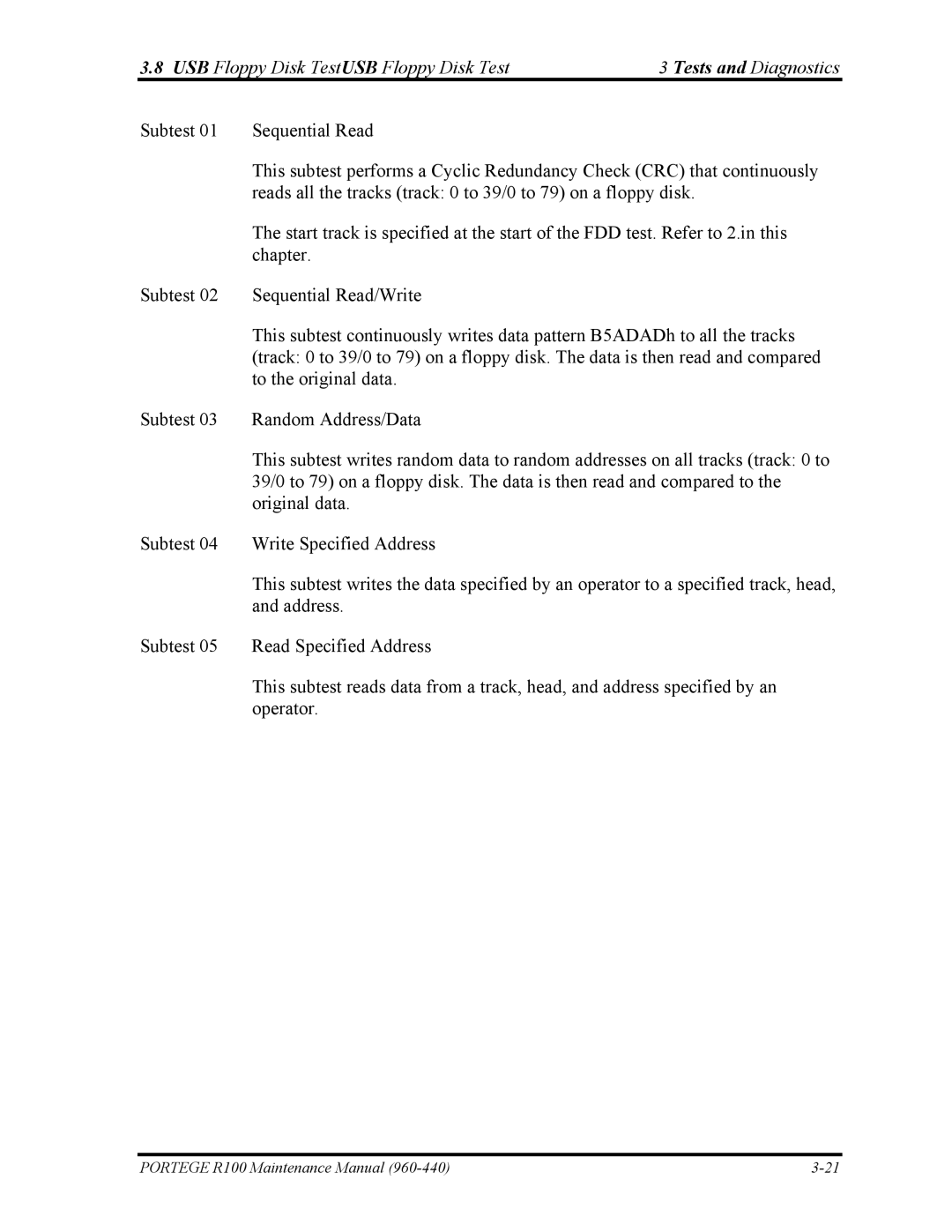 Toshiba manual Portege R100 Maintenance Manual 