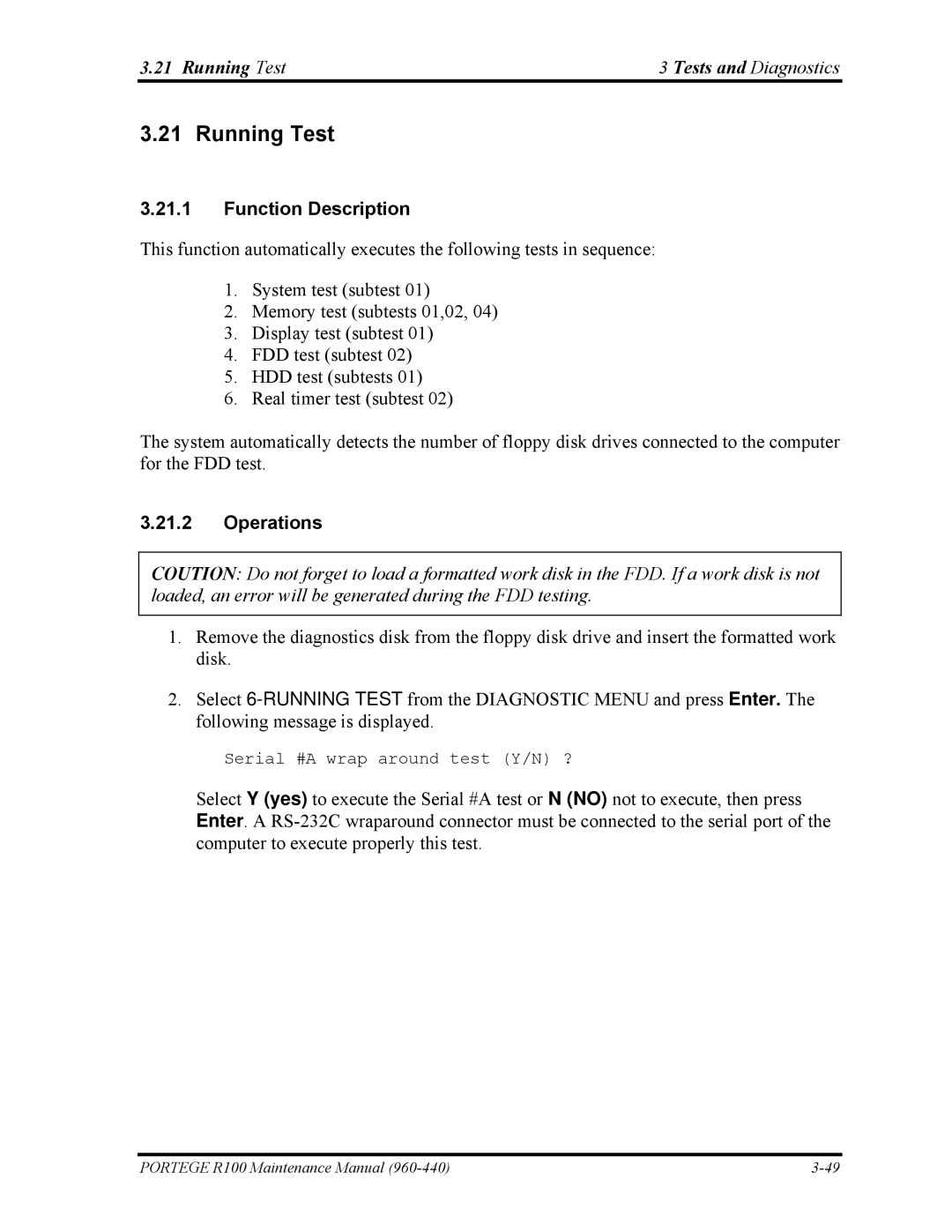 Toshiba R100 manual Running Test 