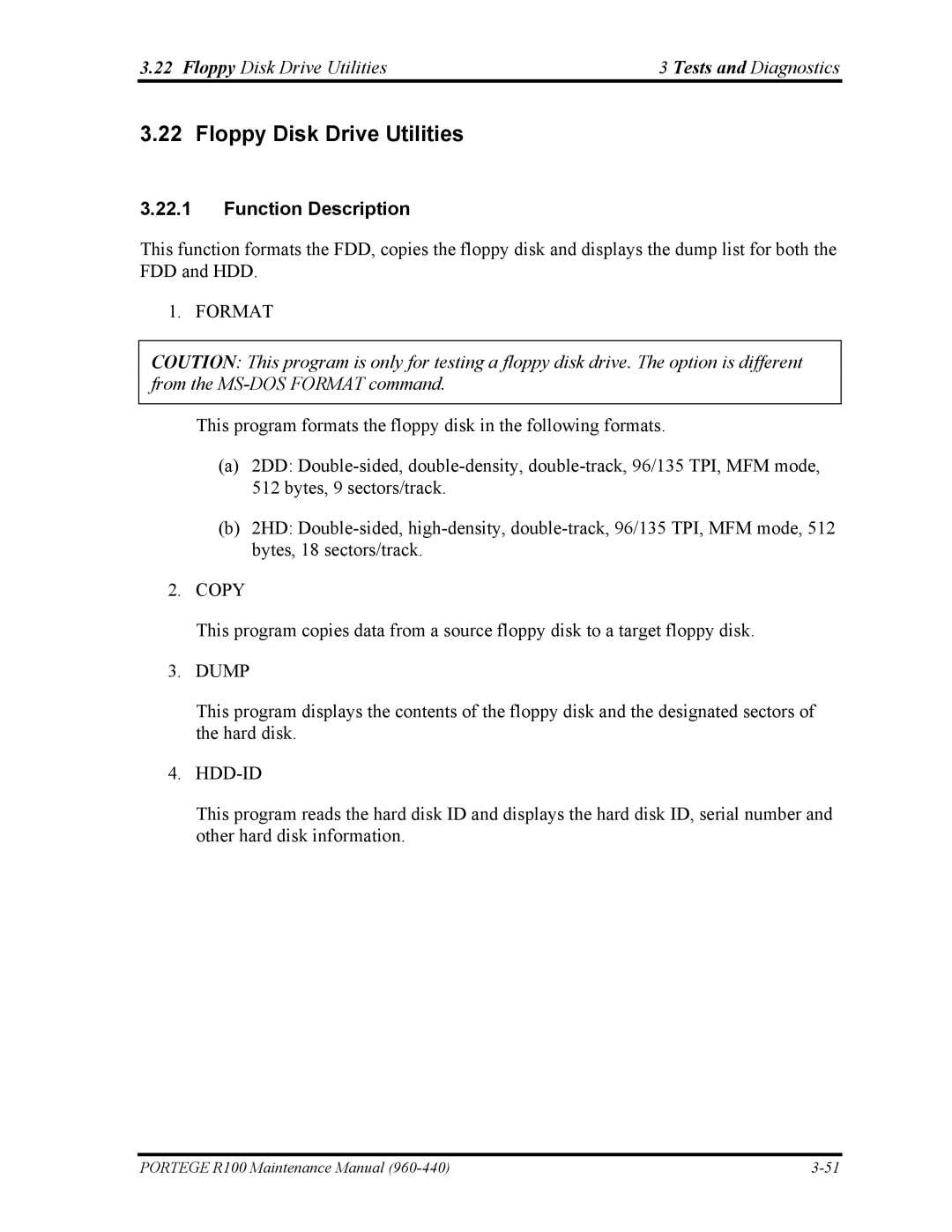 Toshiba R100 manual Floppy Disk Drive Utilities Tests and Diagnostics 