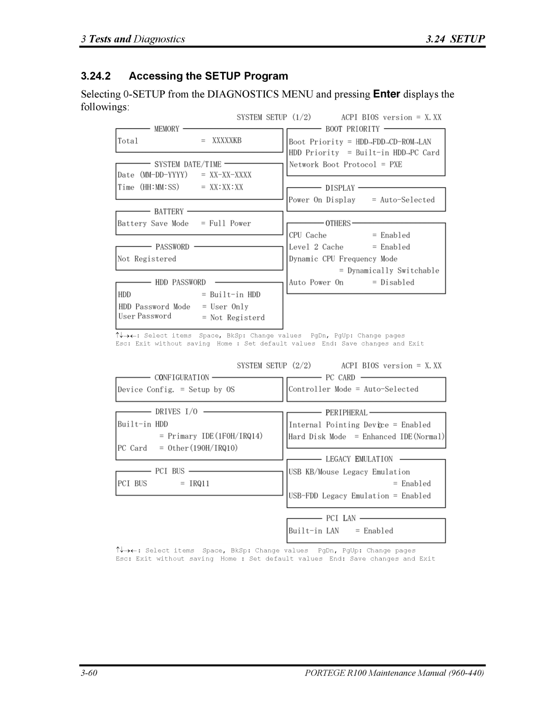 Toshiba R100 manual Tests and Diagnostics, Accessing the Setup Program 