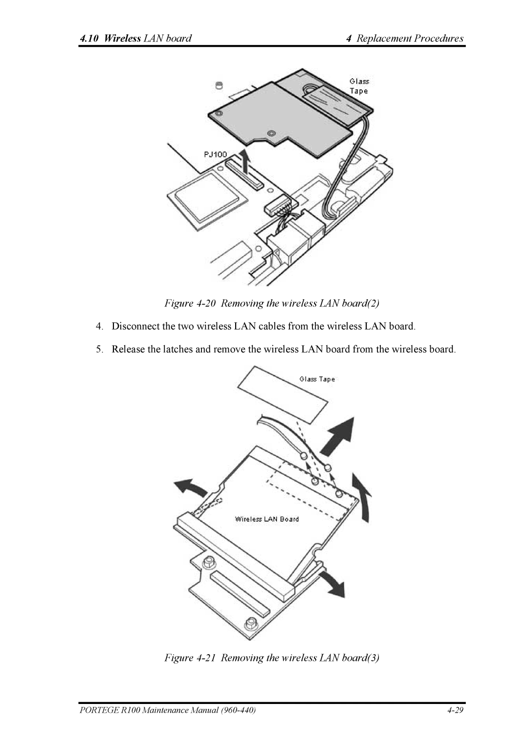 Toshiba R100 manual Wireless LAN board Replacement Procedures 