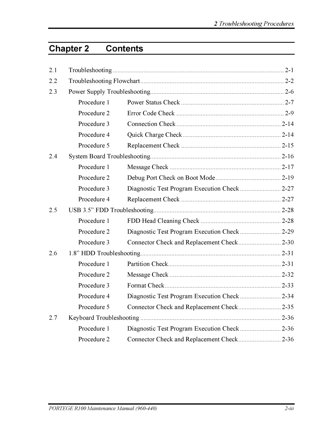 Toshiba R100 manual Power Status Check 