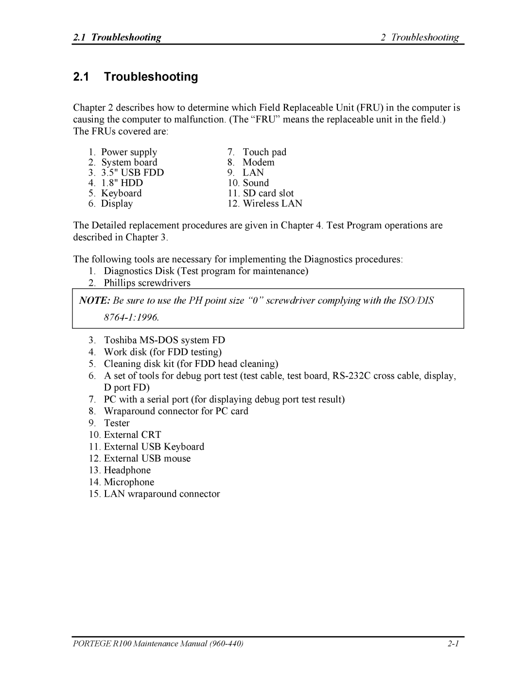 Toshiba R100 manual Troubleshooting 