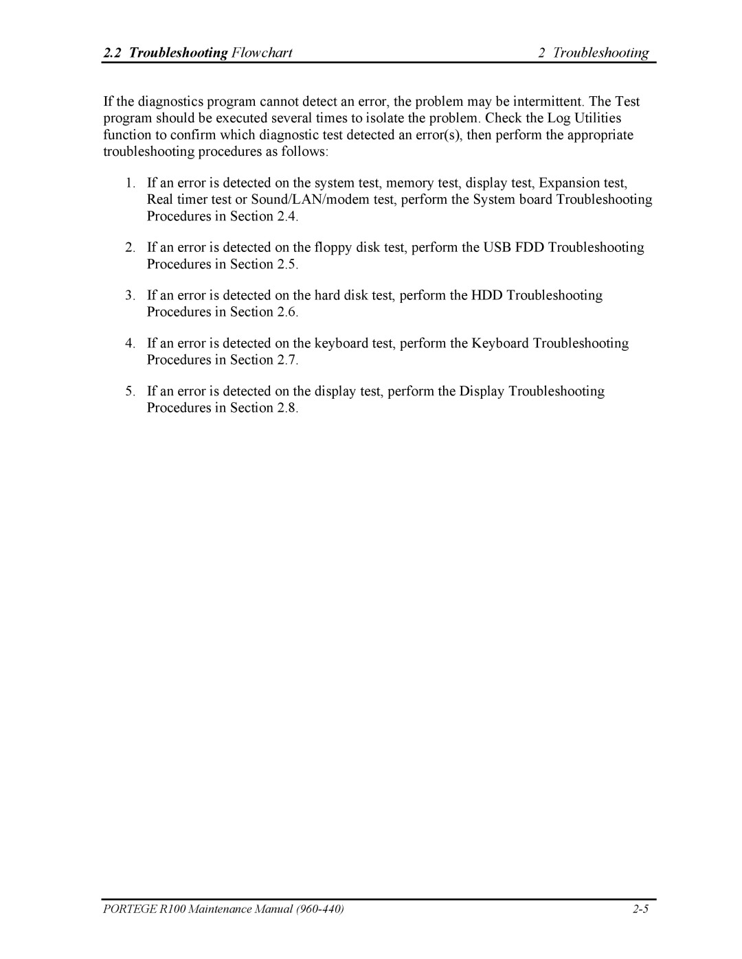 Toshiba R100 manual Troubleshooting Flowchart 