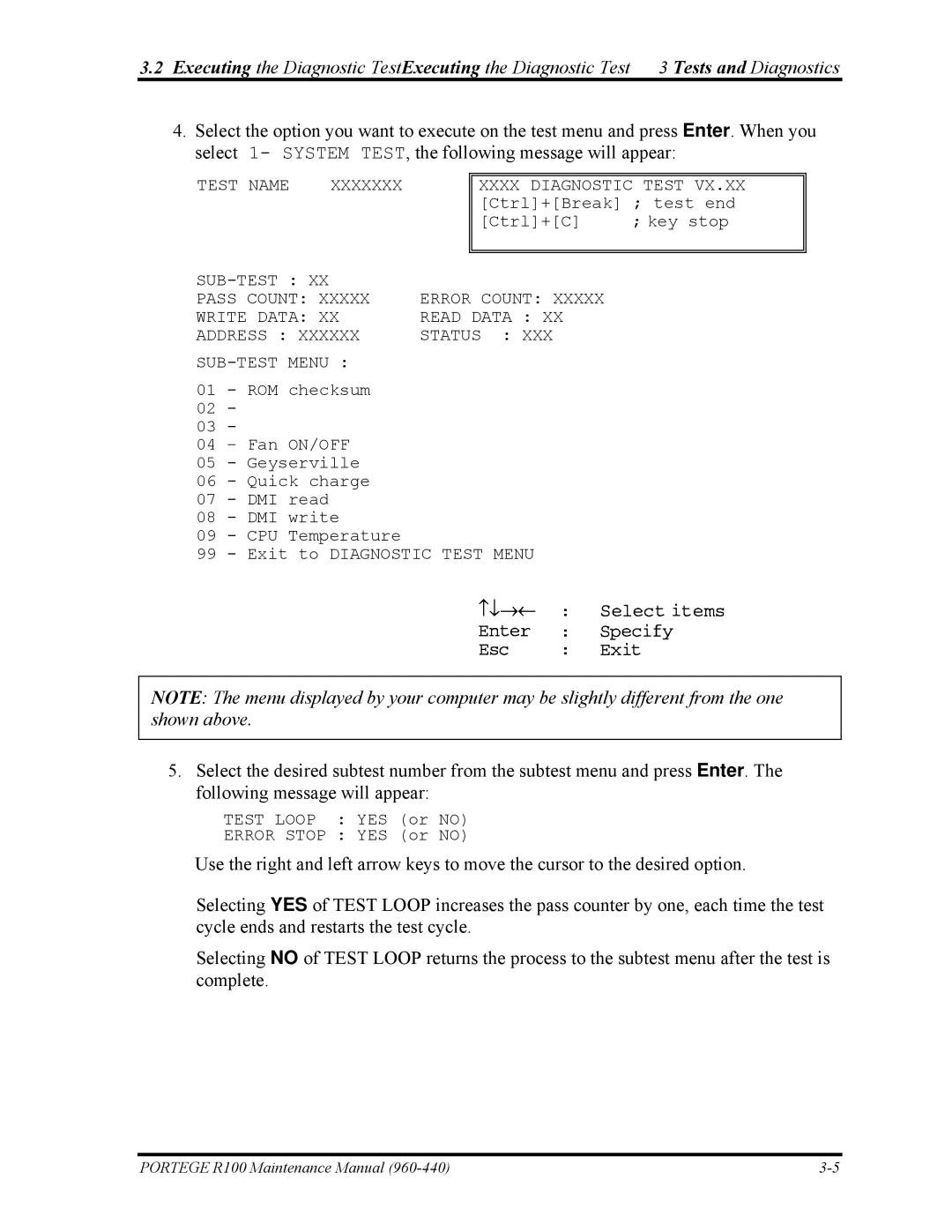 Toshiba R100 manual Test Name 