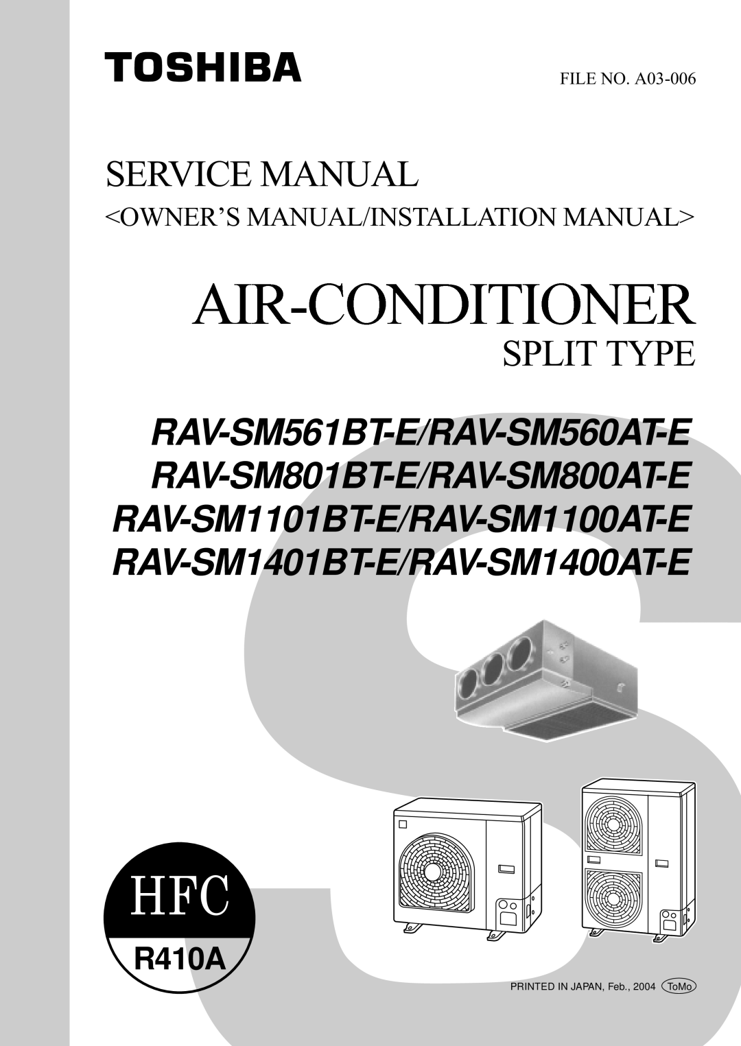 Toshiba R410A service manual Split Type 