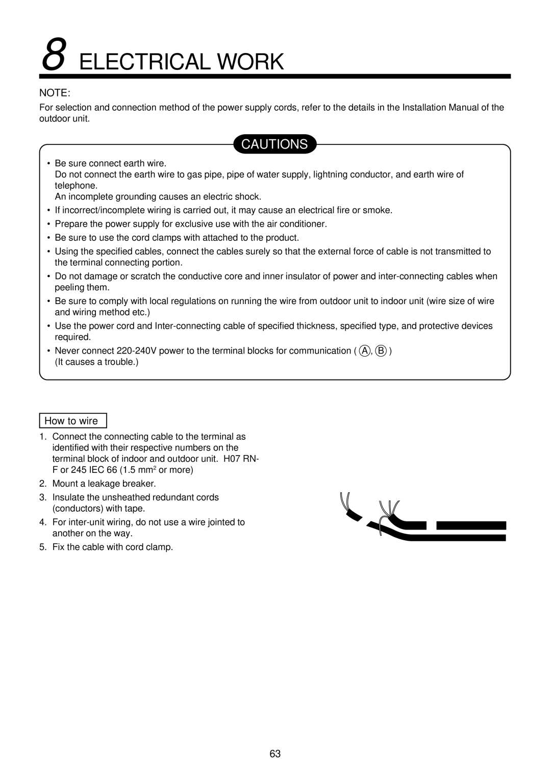 Toshiba R410A service manual Electrical Work 