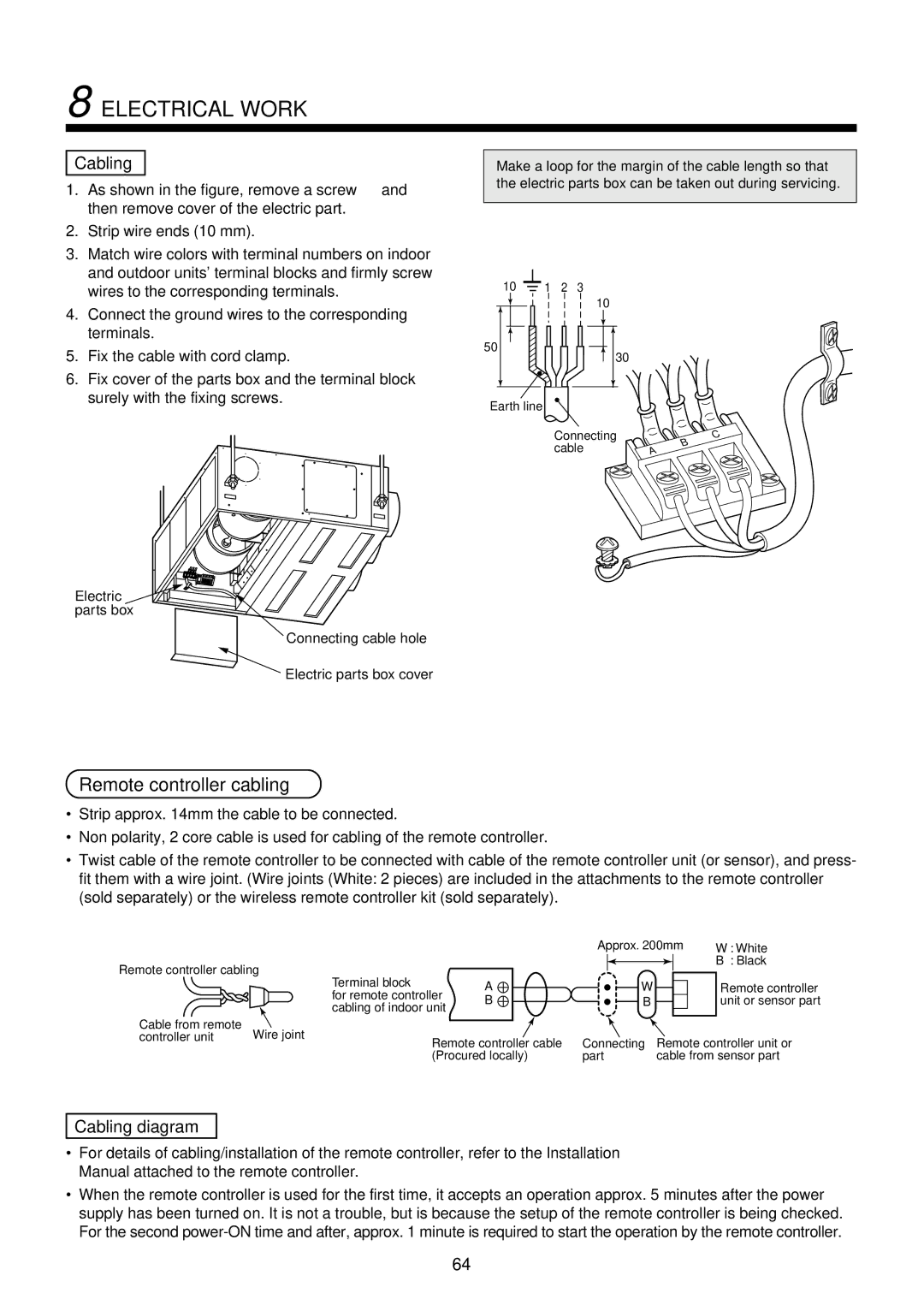 Toshiba R410A service manual Electrical Work, Remote controller cabling, Cabling diagram 