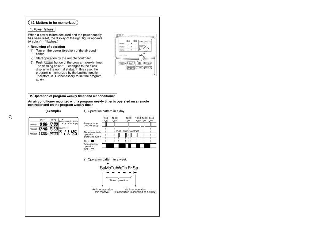 Toshiba R410A service manual Matters to be memorized Power failure, Resuming of operation 