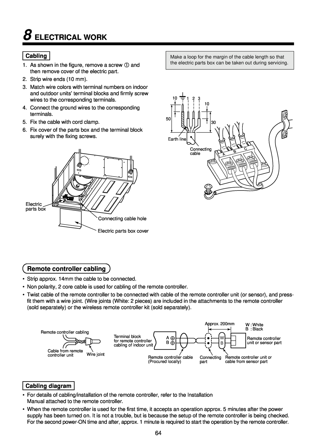Toshiba R410A service manual Electrical Work, Remote controller cabling, Cabling diagram 