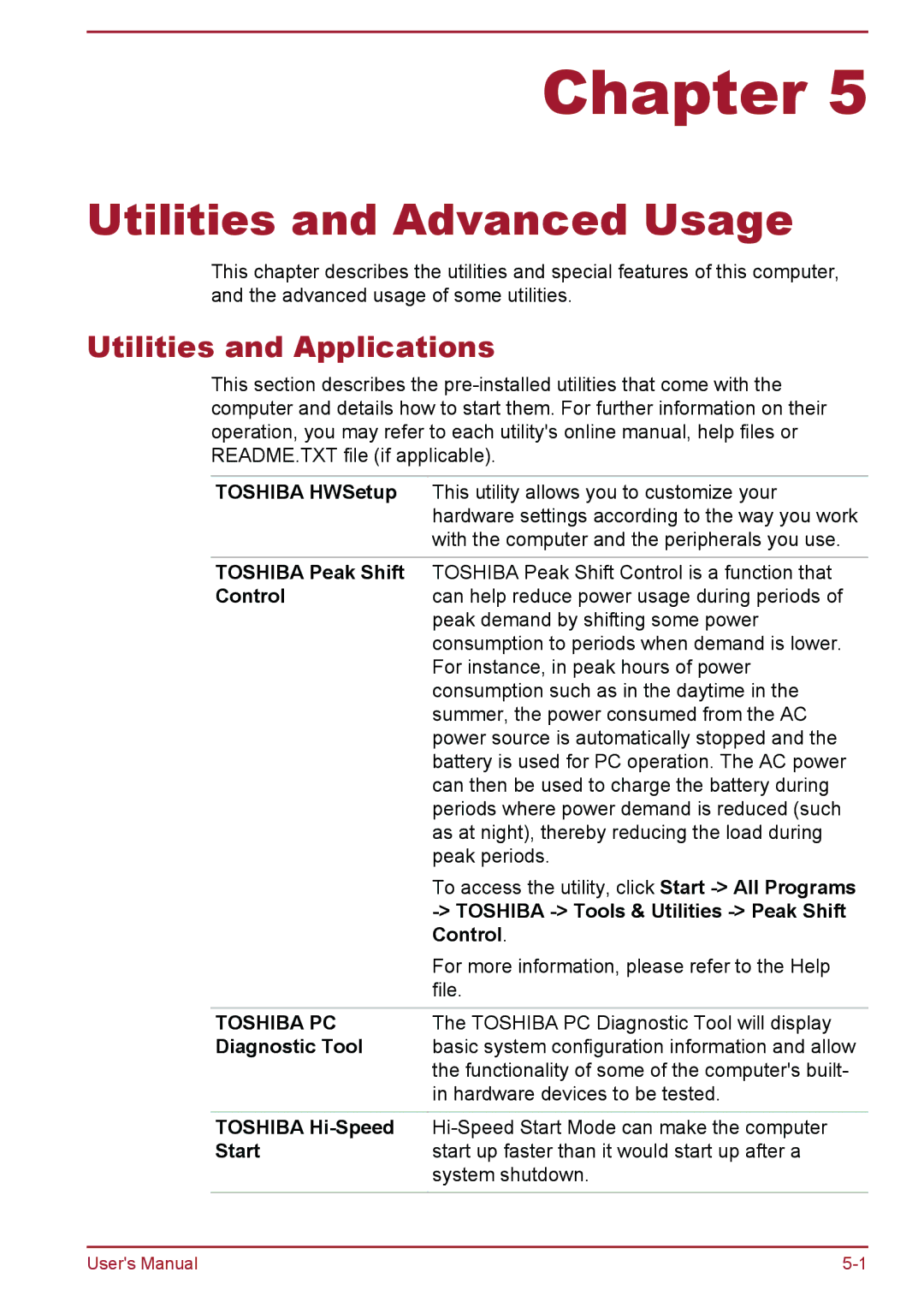 Toshiba R50-B, C50-B user manual Utilities and Applications 